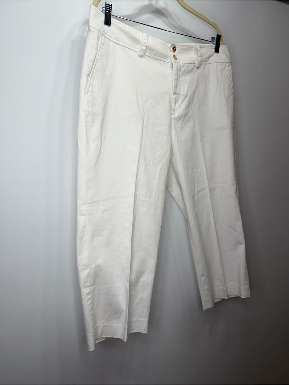 Chaps White Cotton Cropped Wide Leg Capri Pants Size 14 - Picture 4 of 9